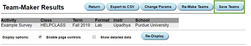 Click 'Save Teams'