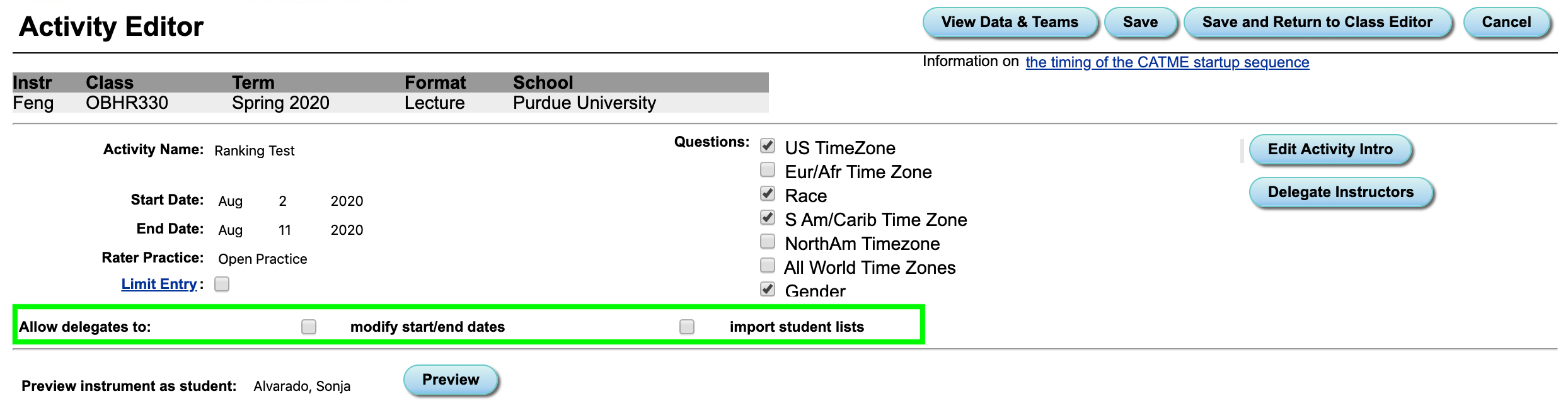 aActivity Editor Page