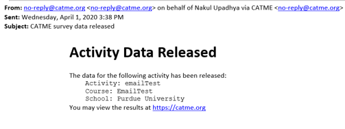 Activity Data Release Email
